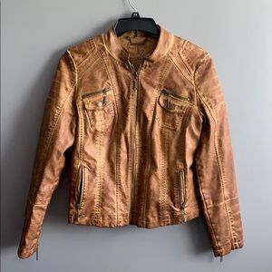 brown faux leather jacket